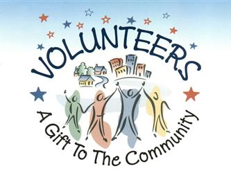 Drawing of a sign that says volunteers a gift to community