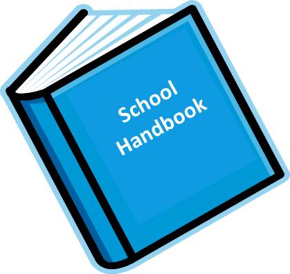 a blue school handbook